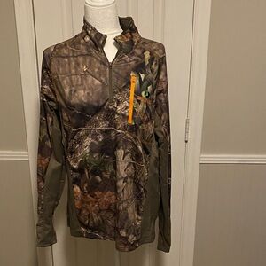 Mossy Oak Camouflage Long Sleeve Shirt with Olive Accents